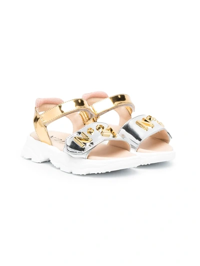 N°21 Kids' Lamé Touch-strap Sandals In Silver