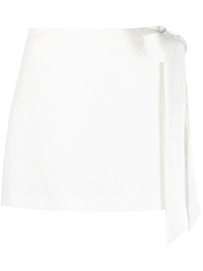 Ermanno Scervino Linen Mini Shorts W/ Side Self-tie Bow In White