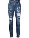 DOLCE & GABBANA RIPPED HIGH-WAISTED SKINNY JEANS
