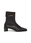 ACNE STUDIOS SQUARE TOE HEELED LAMBSKIN LEATHER ANKLE BOOTS