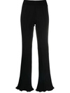 Acne Studios Ribbed-knit High-rise Wide-leg Pants In Ribbed Trousers