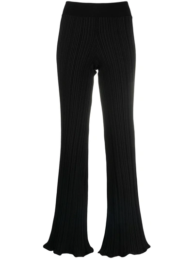 Acne Studios Ribbed-knit High-rise Wide-leg Pants In Ribbed Trousers