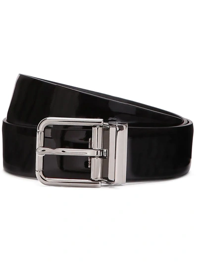 Dolce & Gabbana High-shine Finish Buckle-fastening Belt In Black
