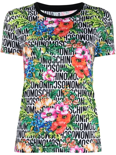 Moschino 大面积花卉logo T恤 In Black