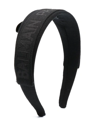 Balmain Teen Logo-tape Cotton Headband In Black
