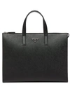 Prada Saffiano Tote Bag In Black