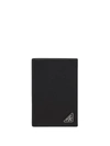 Prada Mens Black Logo-plaque Leather Bifold Wallet