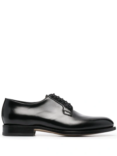 Santoni Ensley Lace Up Shoes In Black Leather