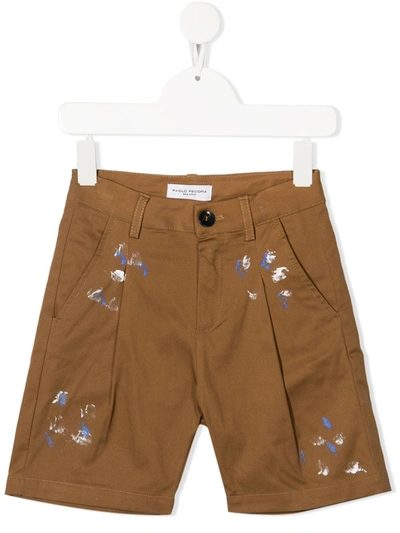 PAOLO PECORA PAINT-STYLE PRINT CHINO SHORTS 