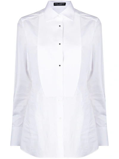 Dolce & Gabbana Slim-fit Cotton-poplin Tuxedo Shirt In White