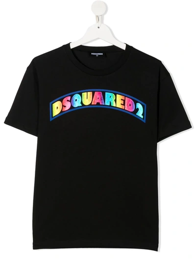 Dsquared2 Kids' Logo印花t恤 In Black