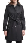 Karl Lagerfeld Anorak Tie Front Trench Coat In Black