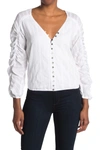 CAMI NYC GIA BUTTON FRONT GATHERED SLEEVE BLOUSE,843372144350