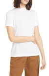 Vince Mock Neck Short Sleeve Pima Cotton T-shirt In Optic White