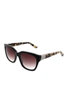 Oscar De La Renta 53mm Modern Square Sunglasses In Black/white Tort
