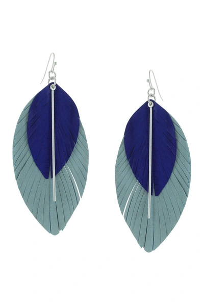 Olivia Welles Kaia Fringed Leather Earrings In Worn Silver/blue