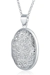 Bling Jewelry Sterling Silver Floral Locket Pendant Necklace In Silver