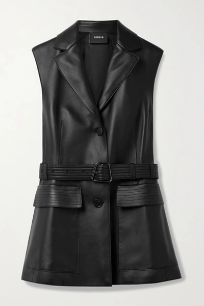 Akris Natalina Belted Leather Waistcoat In Black