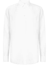 DOLCE & GABBANA MARTINI-FIT LOGO-EMBROIDERED LINEN SHIRT