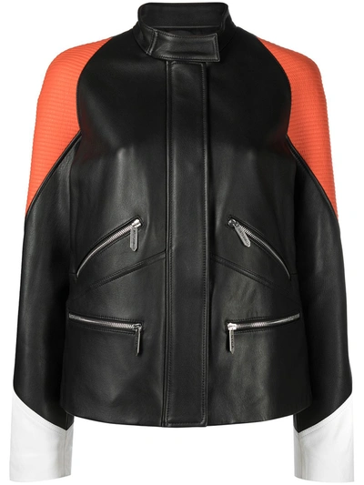 Just Cavalli Colour-block Leather Jacket In Black