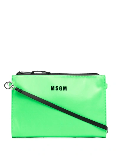 Msgm Micro Logo Shoulder Bag In Green