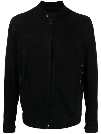 Salvatore Santoro Biker-style Suede Jacket In Black