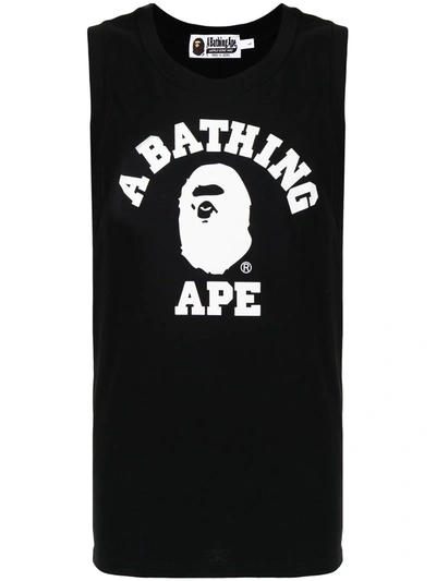 A Bathing Ape Logo Print Tank Top In Black