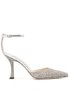 Jimmy Choo Silver Mair 90 Glitter Pumps In Silver
