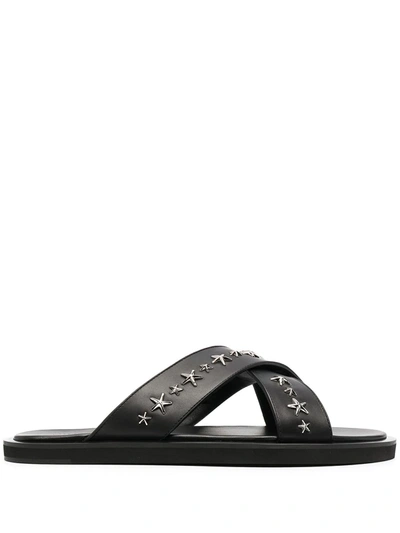 Jimmy Choo Palmo Leather Sandals In Black