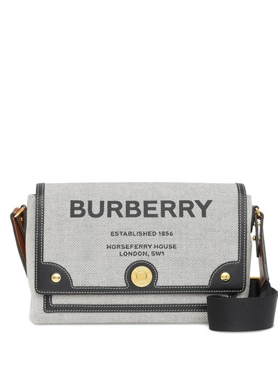Burberry Hampshire Horseferry Canvas Shoulder Bag In Grey