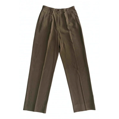 Pre-owned Giorgio Armani Wool Straight Pants In Brown