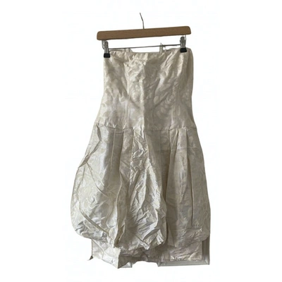 Pre-owned Armani Collezioni Silk Skirt In Ecru