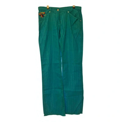 Pre-owned Versace Straight Jeans In Turquoise