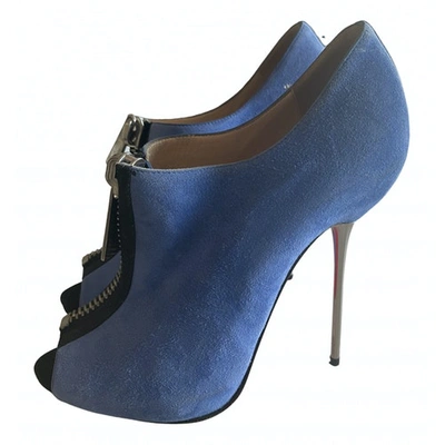 Pre-owned Christian Louboutin Open Toe Boots In Blue