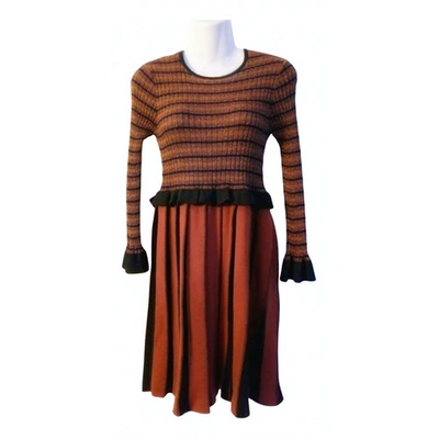 Pre-owned Pinko Wool Mid-length Dress In Orange