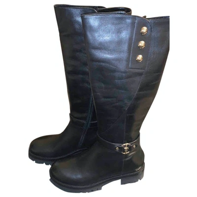Pre-owned Cesare Paciotti Leather Riding Boots In Black