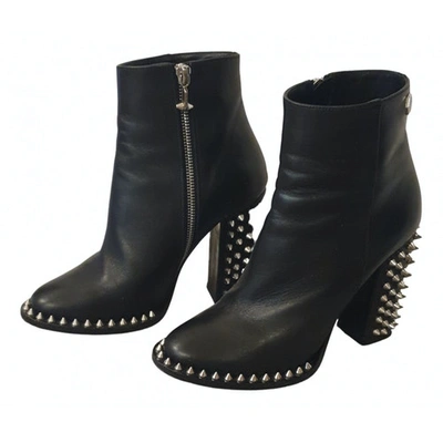 Pre-owned Philipp Plein Leather Ankle Boots In Black