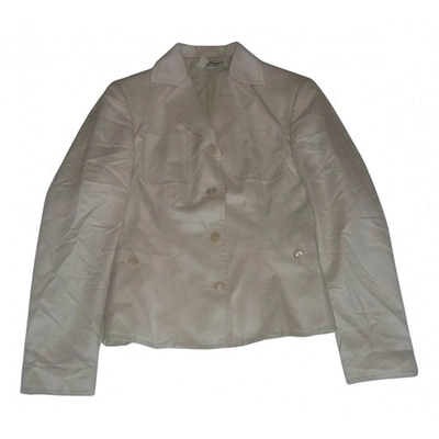 Pre-owned Ferragamo Silk Blazer In Ecru