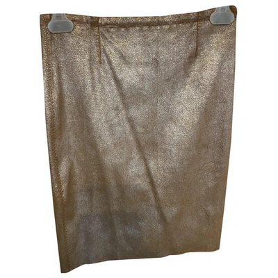 Pre-owned Stouls Leather Skirt In Gold