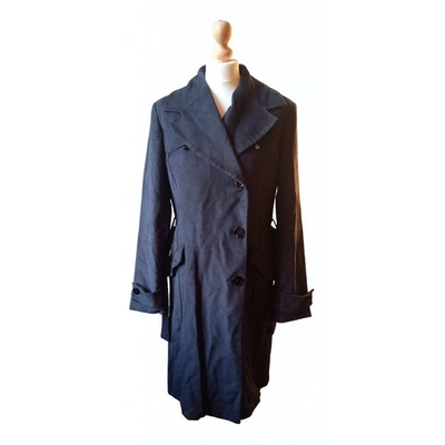 Pre-owned Trussardi Trench Coat In Blue