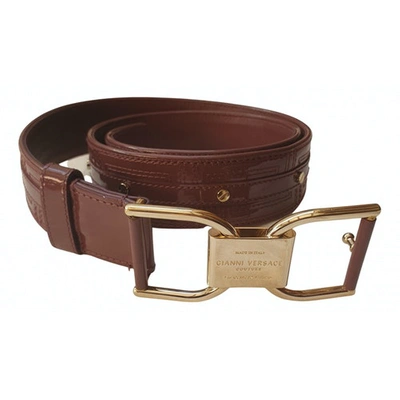 Pre-owned Versace Leather Belt In Purple