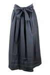FABIANA FILIPPI LONG COTTON SKIRT WITH BELT AT THE WAIST AND LASER PROCESSING,GND271B815 D292825