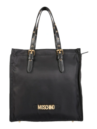 Moschino Nylon Tote Bag In Nero