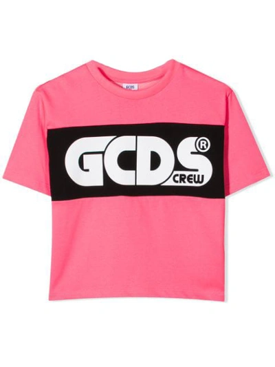 Gcds Mini Kids' Neon Fuchsia T-shirt For Girl With Logo In Fucsia