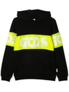 Gcds Mini Colour-block Cotton Hoodie In Black
