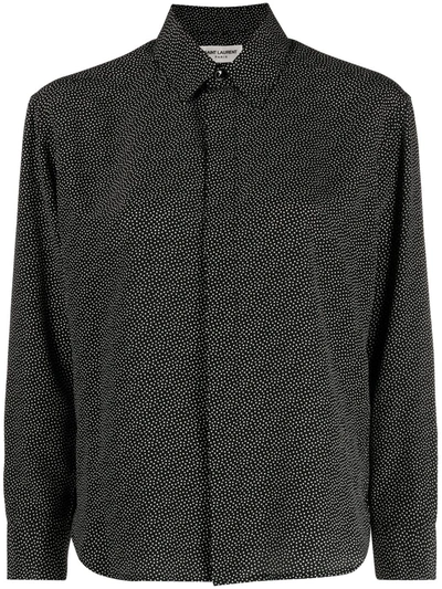 Saint Laurent Polka Dot Print Shirt In Black