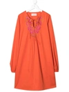 ALBERTA FERRETTI TEEN EMBROIDERED NECK TUNIC DRESS