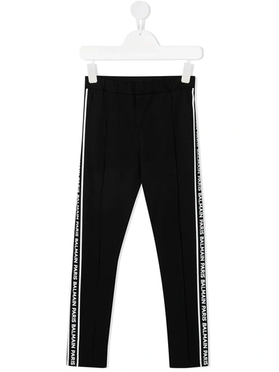 Balmain Kids' Logo-tape Track Pants In Black