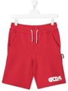 Gcds Teen Logo-print Jersey Shorts In Red