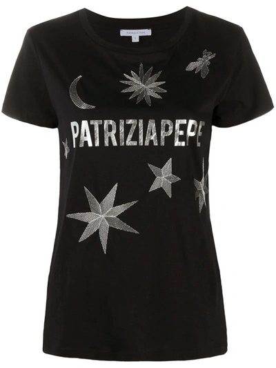 Patrizia Pepe T-shirt With Laminated Details In Black